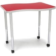 thumbnail image 1 of Small Wave Adjustable Height Desk with Casters in Red, 1 of 4