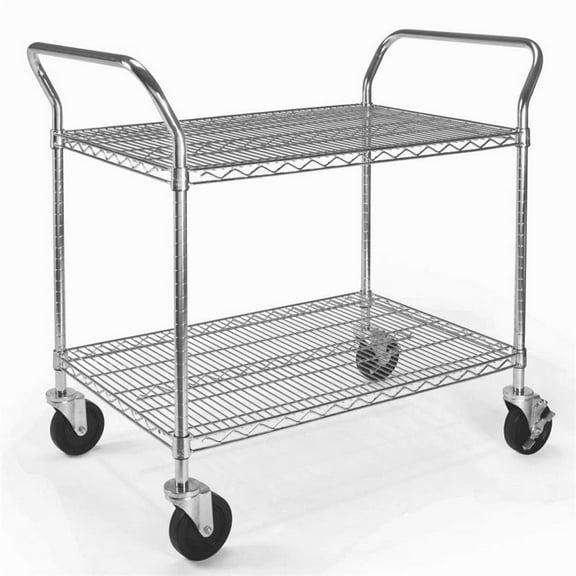 OFM X5 24" x 36" Heavy Duty Mobile Wire Metal Media Utility Cart