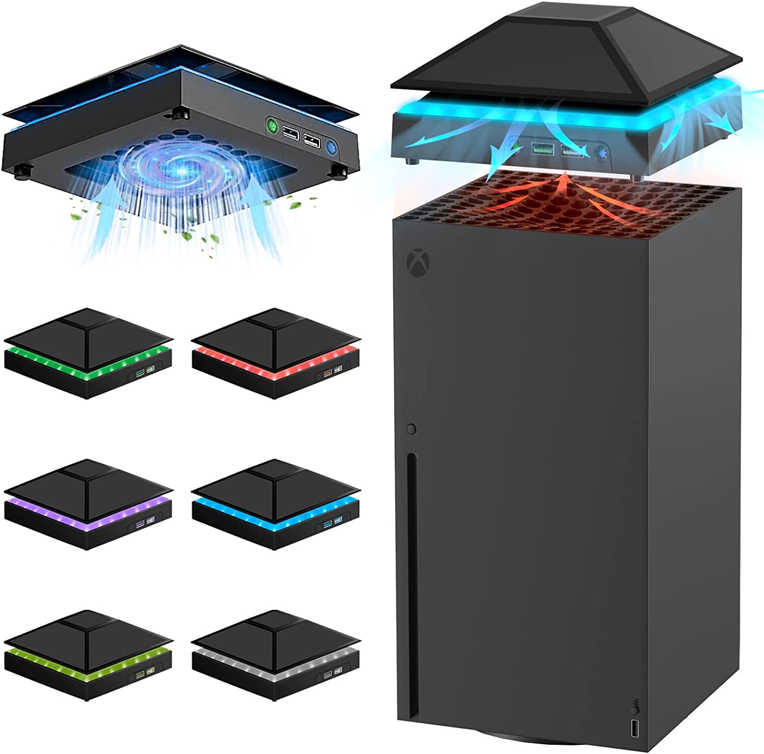 OFOCASE Gaming Cooling Fan for Xbox Series X w/ RGB LED Light, Dust