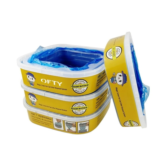 OFTY Cat Genie Refill Compatible with Litter Genie Pails, Large Capacity 21 ft Last up to 3 Months, 7-Layer Film with Odor-Lock Tech, Pack of 4