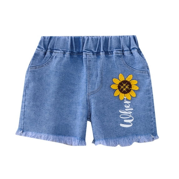 OFTZID Toddler Baby Girls Summer Denim Shorts Elastic Waistband Jeans