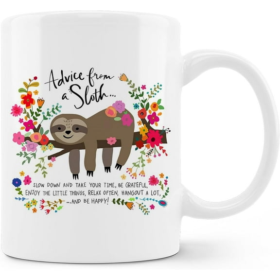 OFlich Sloth Gifts Coffee Mug - Advice From A Sloth Mug, Sloth Cup, Sloth Gifts Tea Mugs, Sloth Gifts For Women Girls, Inspirational Gifts For Women, 11oz Ceramic Coffee Mug