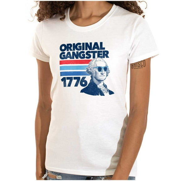 OG President Washington 1776 Joke Womens Slim Fit Graphic Tee Brisco Brands S