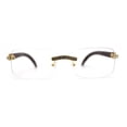 thumbnail image 1 of OG Rhinestone Stud Rimless Rectangle 90s Hip Hop Rapper Gold Brown Clear Lens Eyeglasses, 1 of 4