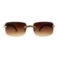thumbnail image 1 of OG Rhinestone Stud Rimless Rectangle 90s Hip Hop Rapper Sunglasses Gold Brown, 1 of 4