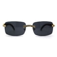 thumbnail image 1 of OG Rhinestone Stud Rimless Rectangle 90s Hip Hop Rapper Sunglasses Gold Solid Black, 1 of 4