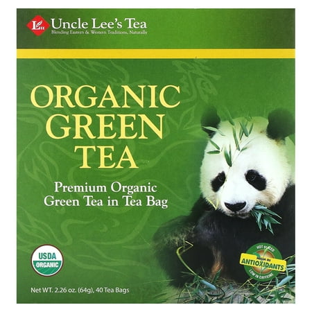 Uncle Lee's Organic Green Tea Bags - Low Caffeine, Individually Wrapped, USDA Certified Organic