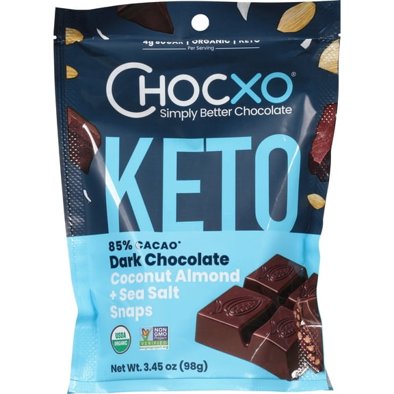 Chocxo Organic 85% Dark Chocolate Coconut Almond + Sea Salt Snaps