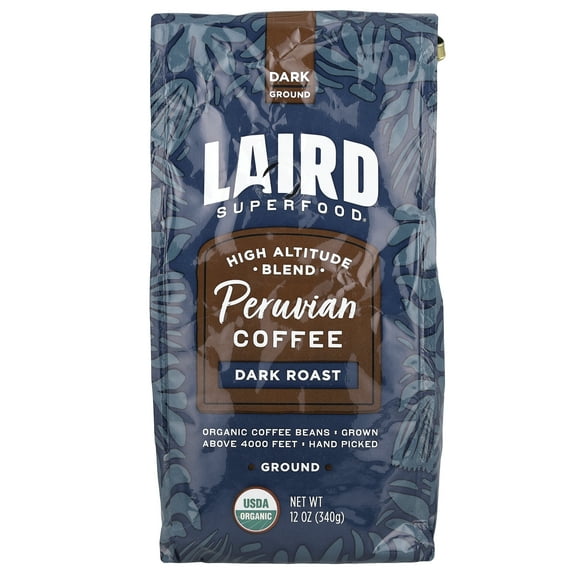 Laird Superfood Peruvian Coffee, Ground, Dark, 12 oz (340 g)