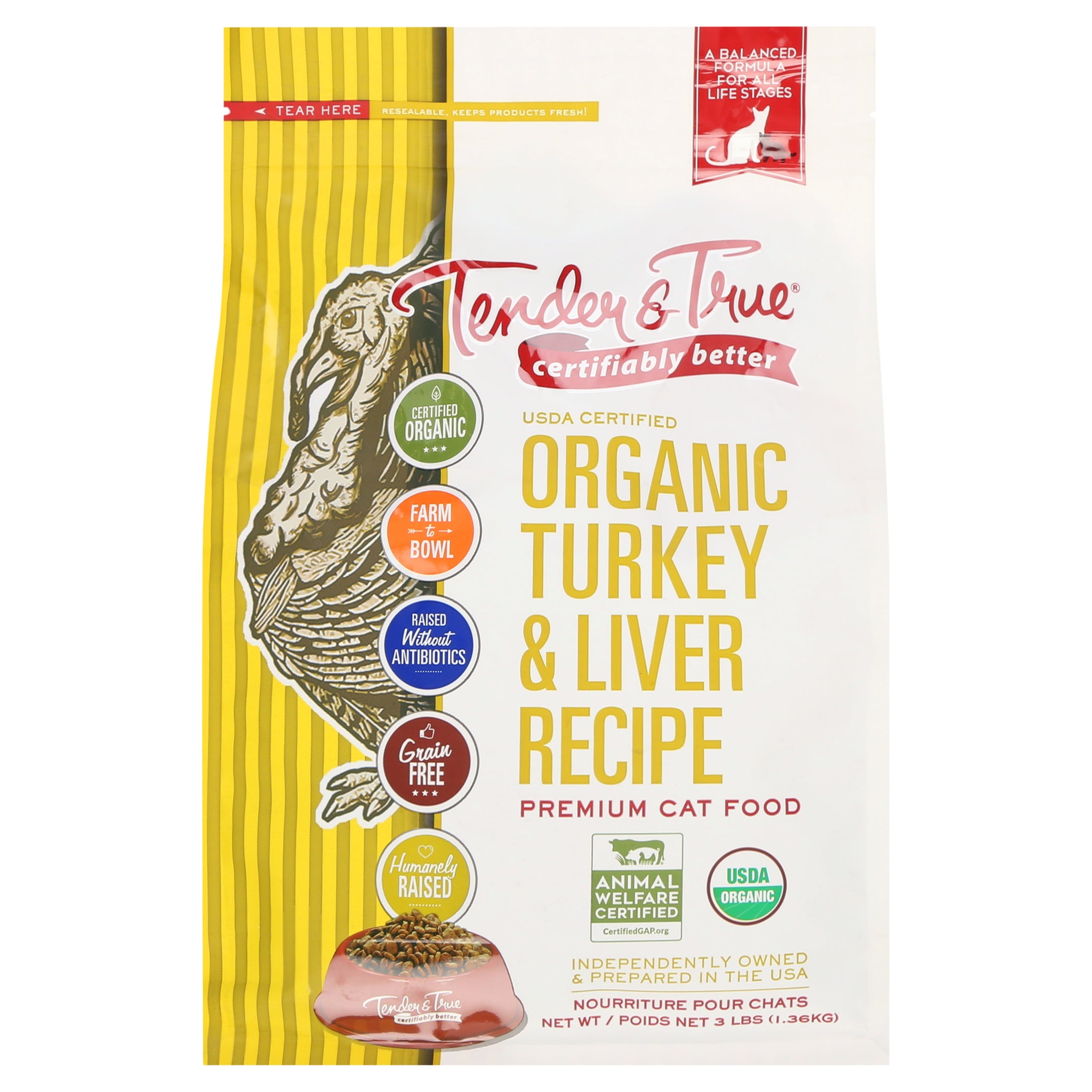 Tender & True Turkey & Liver Flavor Dry Cat Food, Grain-Free, 3 lb. Bag