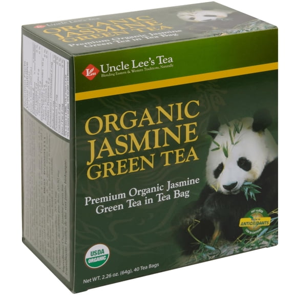 Uncle Lee's Organic Jasmine Green Tea Bags, 40 Count Antioxidant-Rich, Low Caffeine, Naturally Uplifting Blend