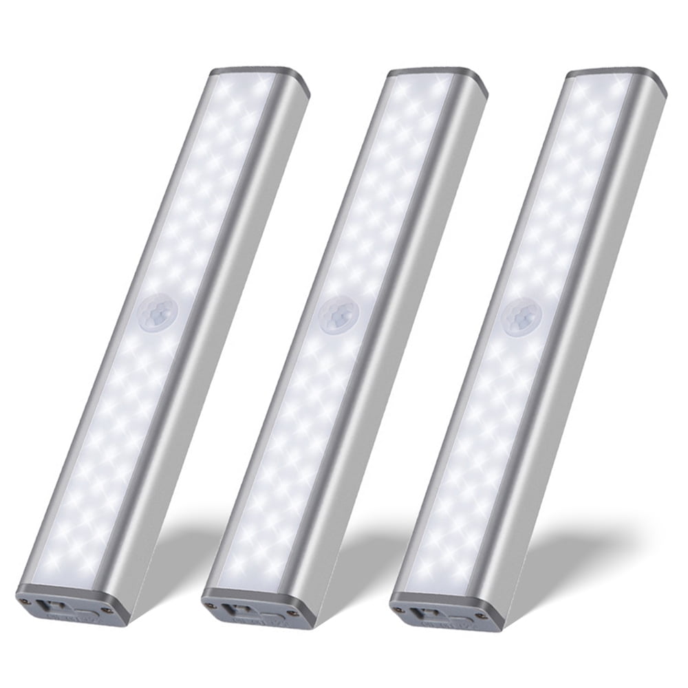 OGEDNAC 46 LED Under Cabinet Lights, USB Rechargeable Closet Lighting Kit with Motion Sensor and Magnetic Strip for Wardrobe, Home Kitchen Wireless Lighting, 3 Pcs