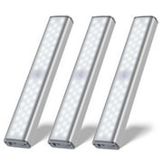 OGEDNAC 46 LED Under Cabinet Lights, USB Rechargeable Closet Lighting Kit with Motion Sensor and Magnetic Strip for Wardrobe, Home Kitchen Wireless Lighting, 3 Pcs