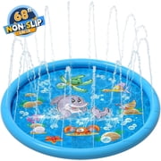 OGEDNAC 68 Water Sprinkler Pad, Inflatable Splash Pad for Kids and Adults Summer Outdoor Backyard Lawn Games Water Play Toy Mat, Blue