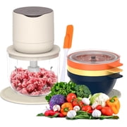 4-in-1 Small Food Processor with Bowl, OGEDNAC Electric Food Chopper, 4 Bowls, Meat Grinder, Small Blender for Baby Food & Vegetables, Beige