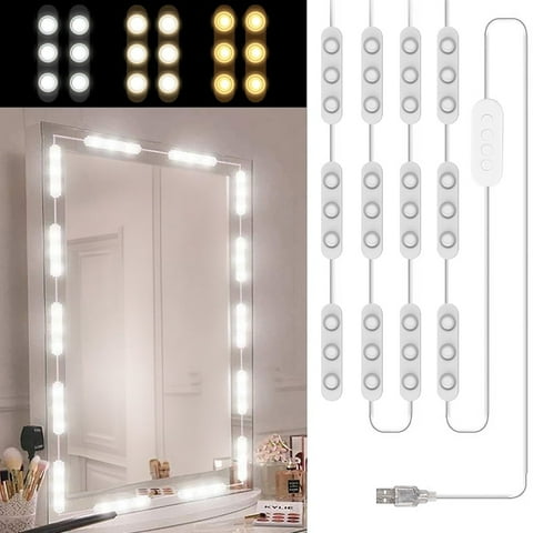 60 LED Vanity Lights for Mirror, OGEDNAC Hollywood Style Makeup Strip Lights 16ft, Adjustable Color & Brightness, USB Cable