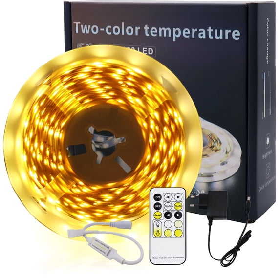 OGEDNAC Under Cabinet Lighting kit, LED Strip Lights with Remote, Dimmable Under Cabinet Lights for Kitchen Cabinet, Counter, TV Back, Showcase 2700K-6500K Warm to Daylight White, 16.4ft