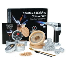 OGEDNAC Whiskey Cocktail Smoker Kit | Gift for Bourbon Lovers | 4 Flavors Wood Chips, Torch, No Butane