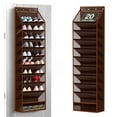 thumbnail image 1 of OGGDUJW 10-Tier Over the Door Shoe Organizer, Hanging Shoe Rack for Closet with Deep Pockets, Holds 20+ Pairs of Sneakers, Boots & Heels, Dark Brown, 1 of 8