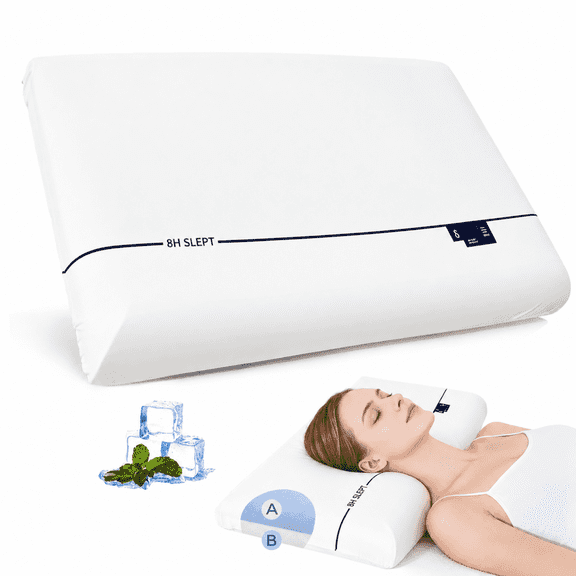 OGGDUJW Memory Foam Pillows for Side & Back Sleepers, Deep-Sleep Slow-Rebound Bed Pillows for Shoulder & Neck Pain Relief, Standard Size, OEKO-TEX Certified, Soft & Cooling for All Season, 1 Pack