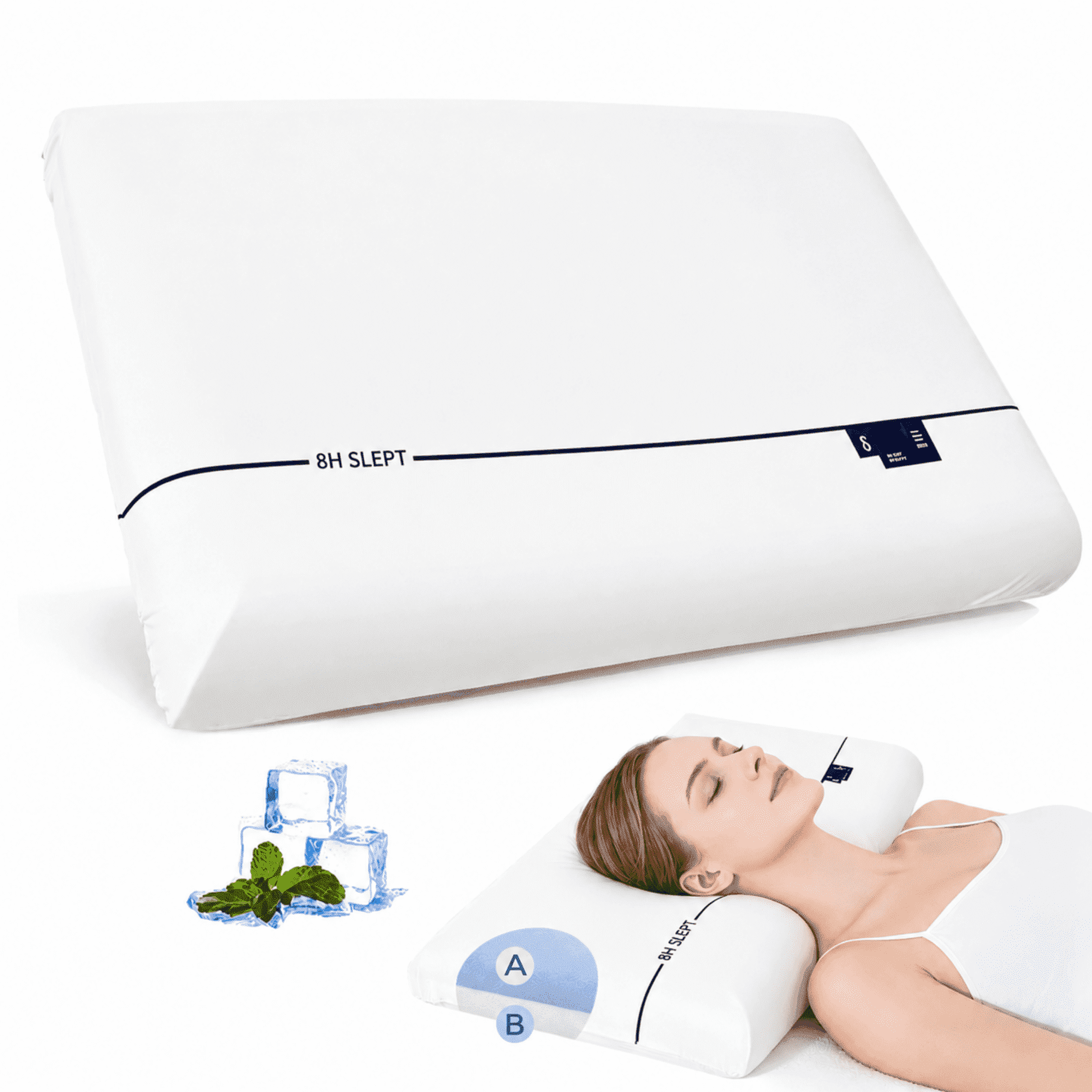 OGGDUJW Memory Foam Pillows for Side & Back Sleepers, Deep-Sleep Bed Pillows for Shoulder & Neck Pain Relief, Standard Size, Soft & Cooling, 1 Pack