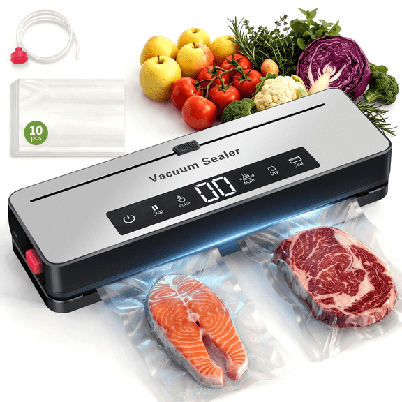 OGGDUJW 80kPa Cordless Vacuum Sealer for Food, 6-in-1 Dry/Moist Modes, 4000mAh Rechargeable Battery, Built‑in Cutter & 10Pcs Vacuum Bags