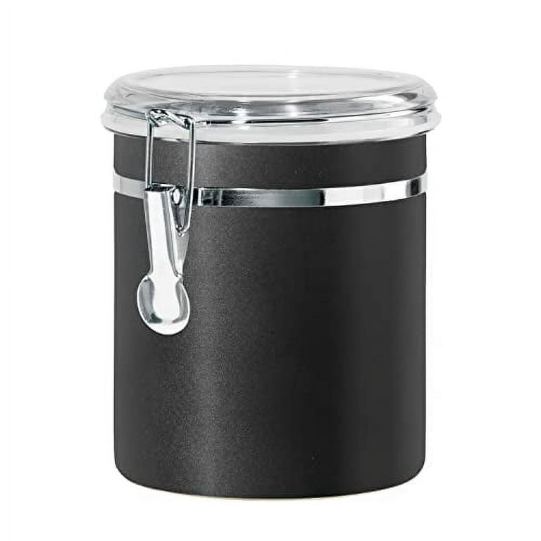 OGGI Stainless Steel Kitchen Canister 47oz, Black - Airtight Clamp Lid,  Clear See-Thru Top - Ideal for Kitchen Storage, Food Storage, Pantry  Storage.