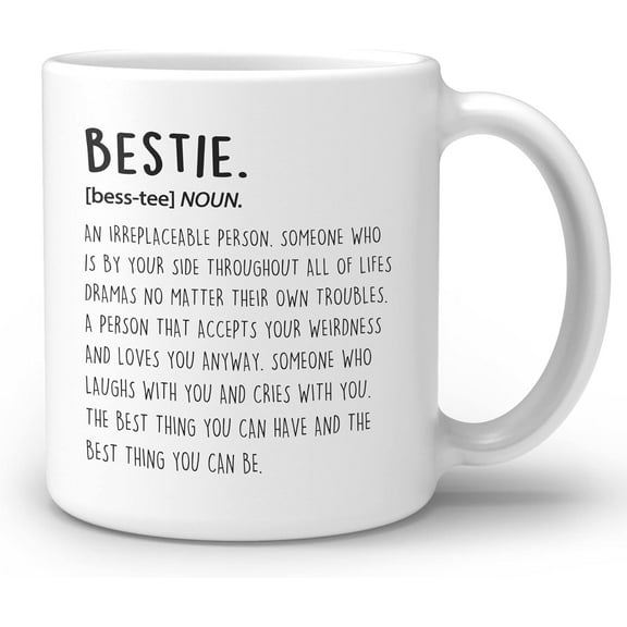 OGILRE Minimalist Quote Bestie Definition Ceramic Double Side Printed Mug Cup,Friendship Bestie Best Friend BFF Coffee Milk Tea Mug Cup,Best Sister Friend Gifts - 11 oz