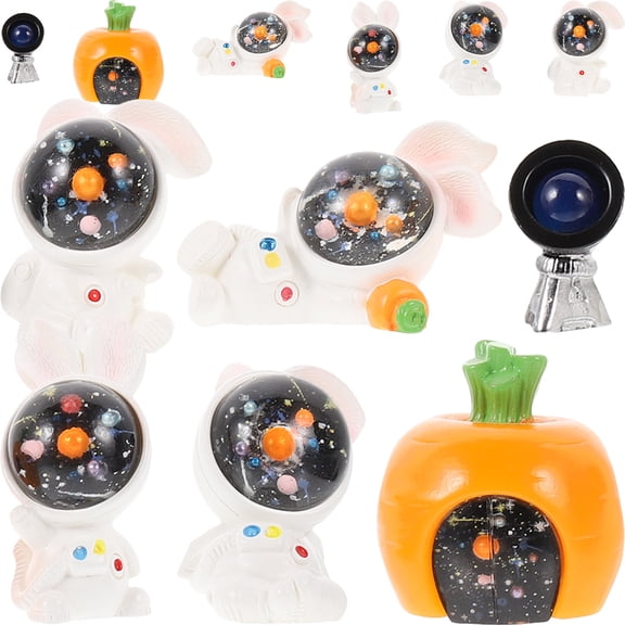 OGITUDE 1 Set of Mini Astronaut Rabbits Cartoon Bunny Models Lovely Rabbit Ornaments Spaceman Figurines