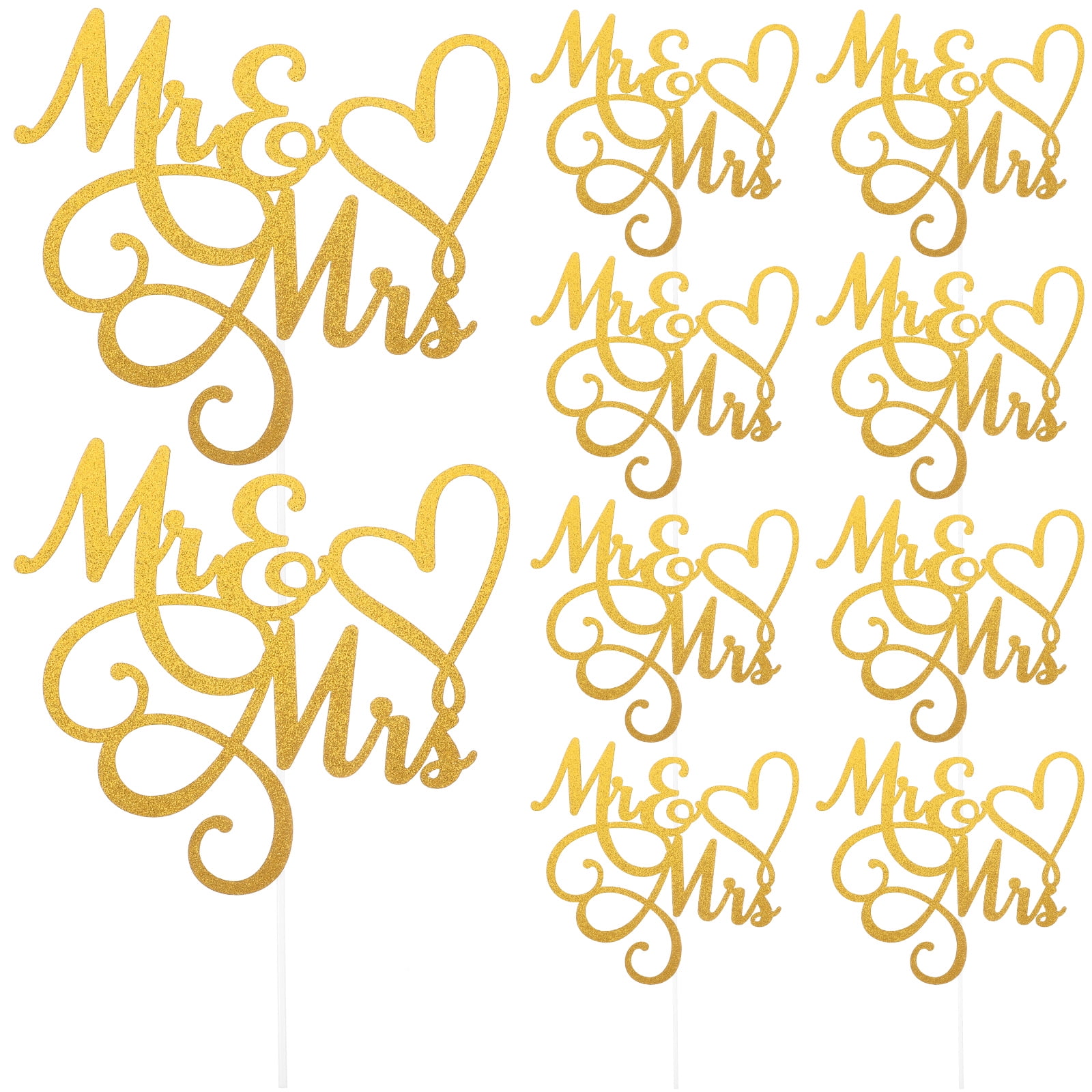 OGITUDE 10Pcs Mr and Mrs Cake Decoration Anniversary Cake Picks Wedding Engagement Party Cake Decorations