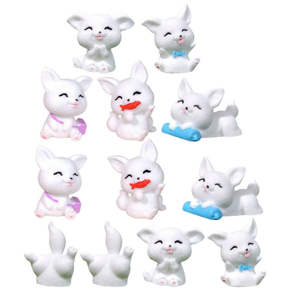 OGITUDE 12Pcs Miniature Fox Figurine Animal Figurines Fox Miniature Toys Animal Cupcake Toppers