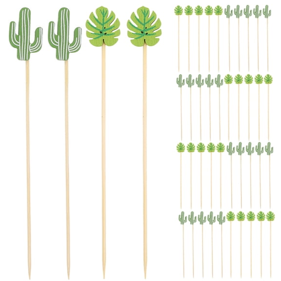 OGITUDE 200-Pack Wooden Cocktail Picks Party Toothpicks Leaf and for Appetizers and Drinks