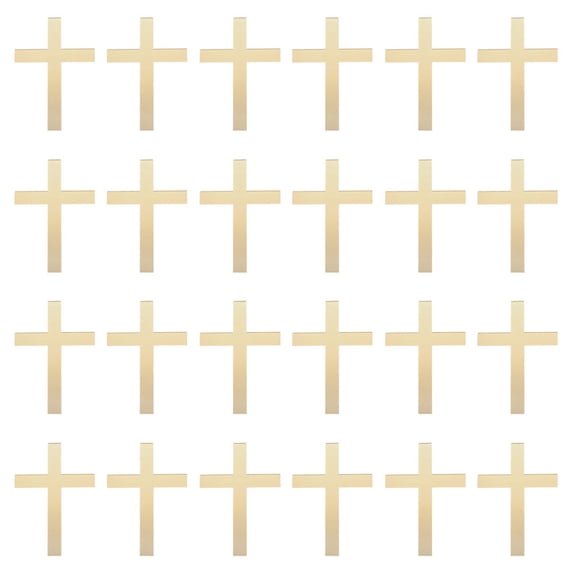 HEMOTON Golden Acrylic Cross Cupcake Toppers for Decor 24pcs Suitable for Baby Shower Baptism Wedding