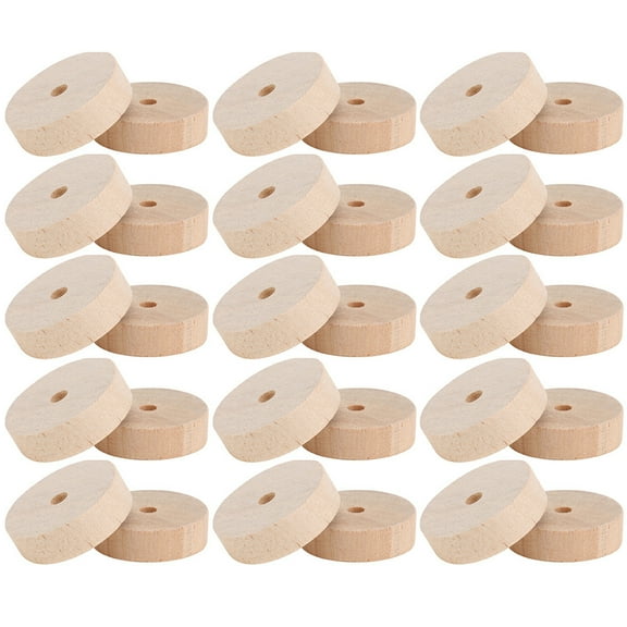 OGITUDE 30pcs Wooden Wheels Small Round Wood Wheels Toy Car Wheels Crafts Accessories