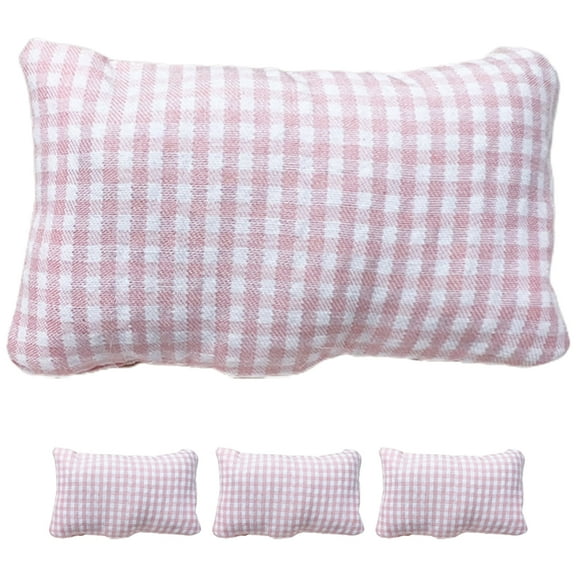 OGITUDE 4pcs Doll House Mini Pillow Miniature Pillow Model Wear-resistant Stuffed Pillow Prop Doll House Supply