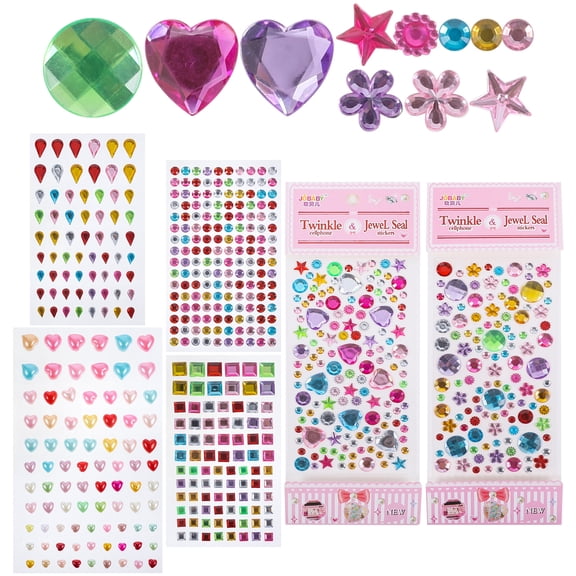 OGITUDE 6 Sheets of Gems Rhinestone Decor Makeup Gems Self Adhesive Rhinestones Stick On Craft Gems