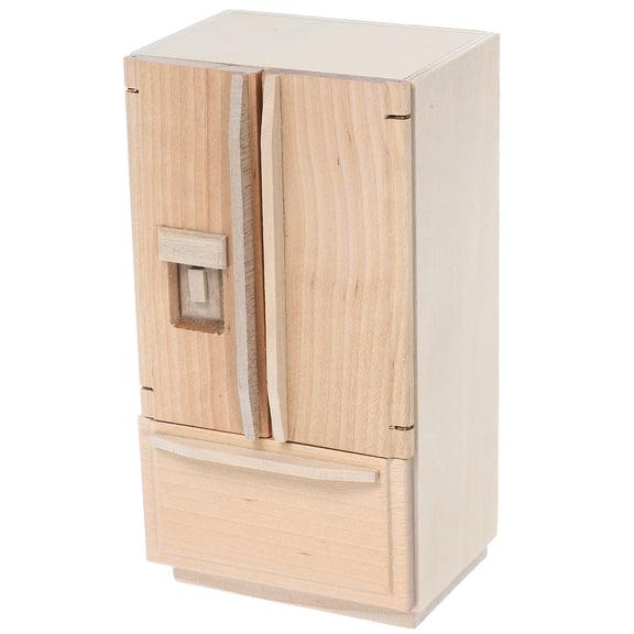 OGITUDE Miniature Dolls House Refrigerator Toy Unpainted Refrigerator Furniture Model Mini Refrigerator Decoration