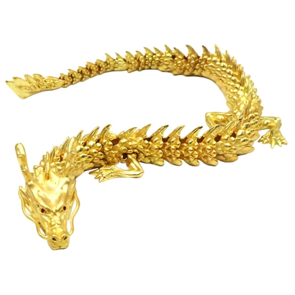 RENACLIPY Auspicious Golden Brass Dragon Statue for Desktop Decoration