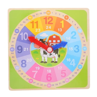 NUOBESTY Wooden Learning Clock - Montessori Teaching Time Toy For Kids Early Education