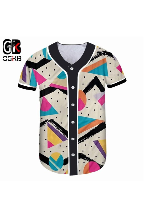 OGKB Baseball Shirt Women Unisex Short 3D Baseball Shirt Printed Polka Dot Funny Large Siz