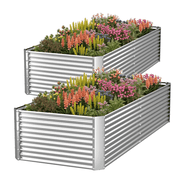 CATMANOR 2 Pack 6x3FT Tall Galvanized Raised Garden Bed Outdoor,Metal Garden Bed for Vegetables,Steel Raised Beds for Gardening,Above Ground Garden Box for Flow