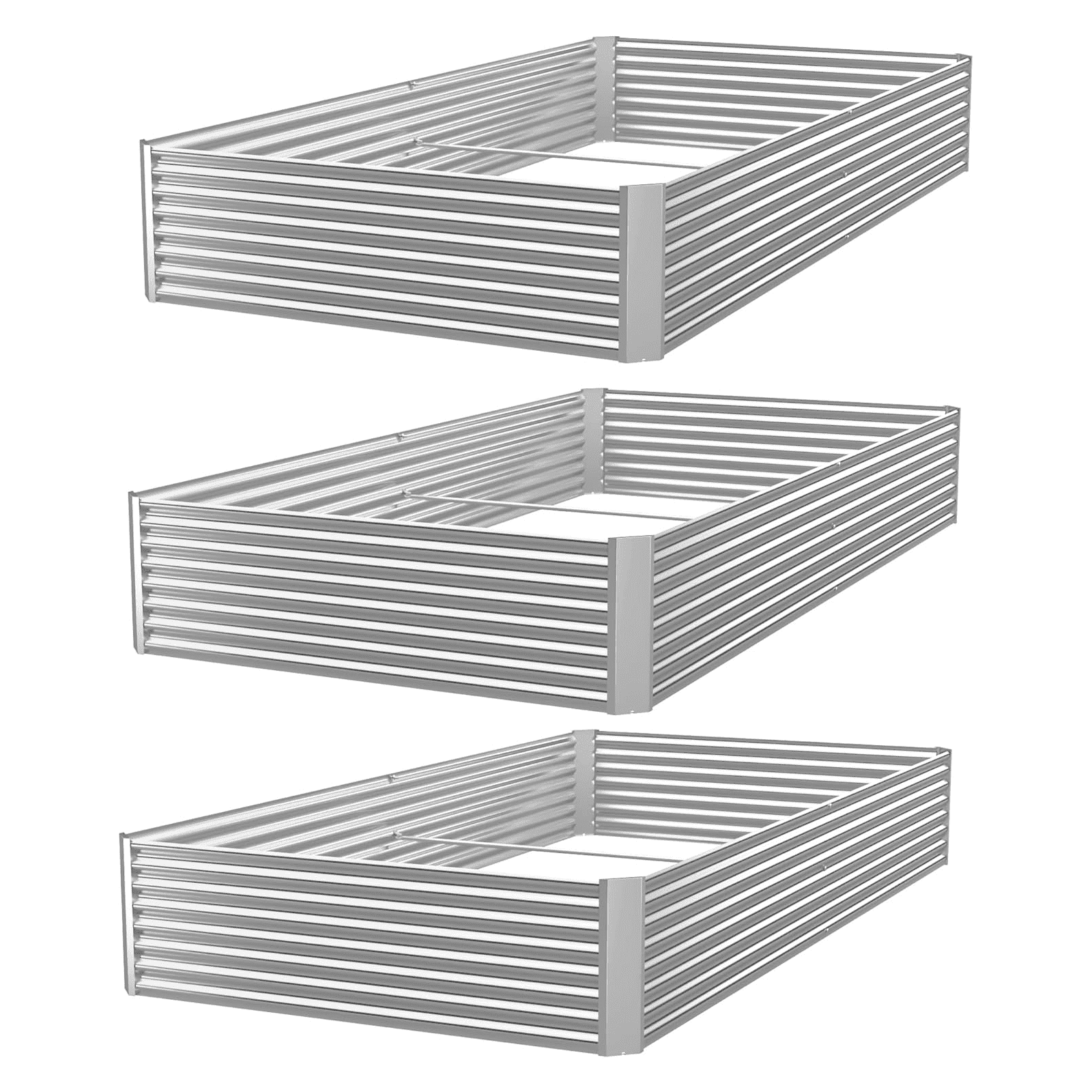 CATMANOR 3 Pack Corrugated Galvanized Steel Raised Garden Bed Outdoor, Metal Above Ground Garden Bed for Vegetables and Flowers, Rectangle Raised Beds for Gardening-4x2FT