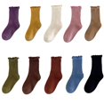thumbnail image 1 of OGLCCG 10 Pairs Girls Ruffle Socks Toddler Cotton Frilly Turn-Cuff Cotton Crew Socks Solid Color Soft Breathable Casual Dress Socks 1-12 Years, 1 of 6