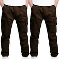 thumbnail image 1 of OGLCCG 2 Pack Boys Cargo Pants Elastic Waist Casual School Joggers Pants for Kids Solid Color Baggy Sweatpants with Pockets 4-13 Years, 1 of 8