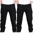 thumbnail image 1 of OGLCCG 2 Pack Boys Cargo Pants Elastic Waist Casual School Joggers Pants for Kids Solid Color Baggy Sweatpants with Pockets 4-13 Years, 1 of 3