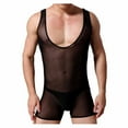 thumbnail image 1 of OGLCCG 2 Pack Men's See-Through Mesh Bodysuit Underwear Sexy Transparent Base Layers Jumpsuit Boxers Briefs Singlet Bulge Gym Sports Leotard, 1 of 5