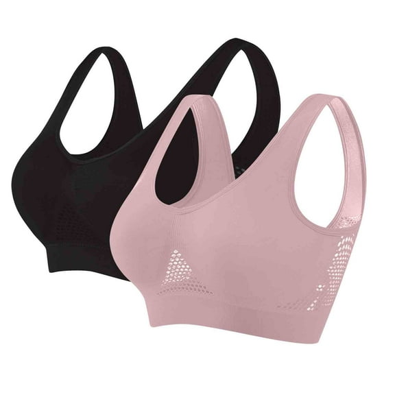 OGLCCG 2 Pack Sports Bras for Women Wirefree Padded Workout Yoga Gym Fitness Bra Medium Support Comfortable Seamless Bras