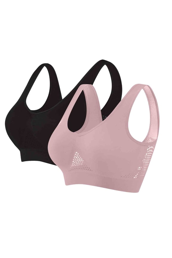 2 Pack Sports Bras for Women Wirefree Padded Workout Yoga Gym Fitness Bra Medium Support Comfortable Seamless Bras