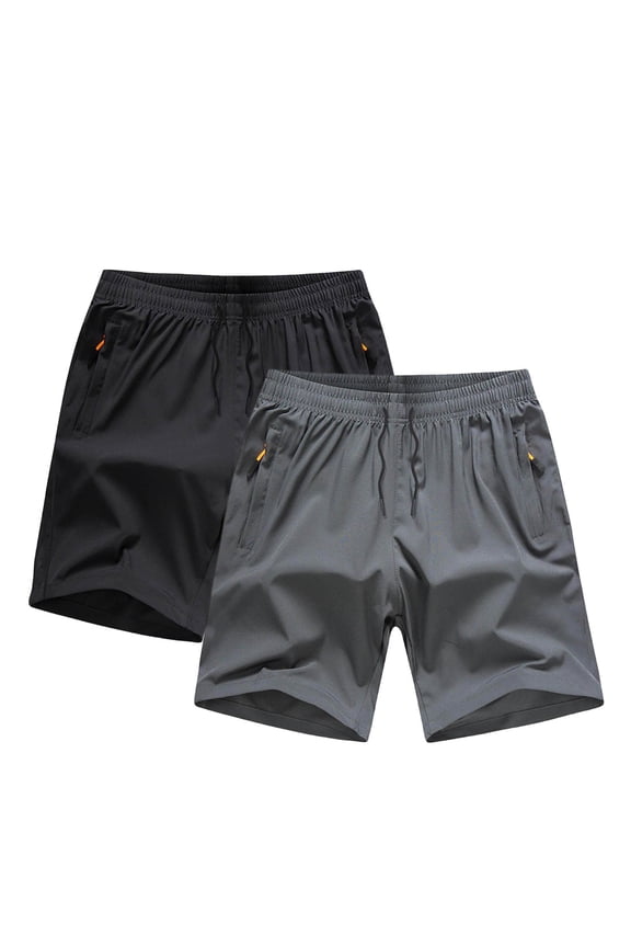 2 Pack Teens Boys Athletic Shorts Quick Dry Running Shorts with Zipper Pockets Lightweight Sports Gym Workout Shorts 7-15 Years