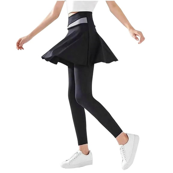 OGLCCG 2 in 1 Girls Leggings with Skirt High Waisted Tennis Athletic Flowy Skirted Legging for Kid School Uniform Ruffle Skirt Leggings 4-12 Years